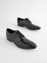 Black Leather Shine Derby Shoes - Image 2 of 6