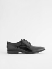 Black Leather Shine Derby Shoes - Image 3 of 6