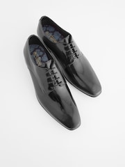 Black Leather Shine Derby Shoes - Image 4 of 6