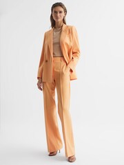 Reiss Camel Terry Cotton Crew Neck Crop Top - Image 6 of 6