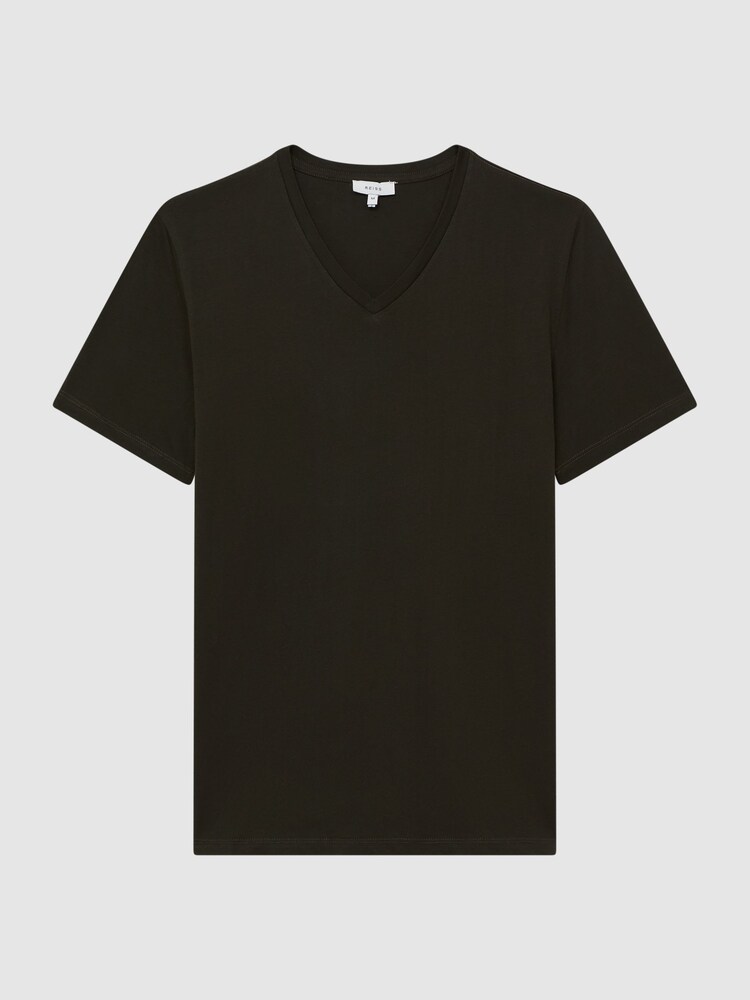 Reiss Oxidised Green Dayton Cotton V-Neck T-Shirt - Image 2 of 6 Reiss Oxidised Green Dayton Cotton V-Neck T-Shirt - Image 2 of 6