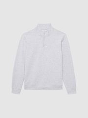 Reiss Grey Melange Bishop Slim Fit Textured Half Zip Top - Image 2 of 6