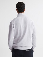 Reiss Grey Melange Bishop Slim Fit Textured Half Zip Top - Image 4 of 6