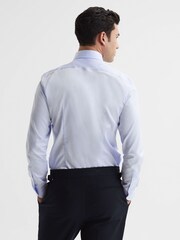 Reiss Blue Hudson Slim Fit Cutaway Collar Shirt - Image 4 of 7