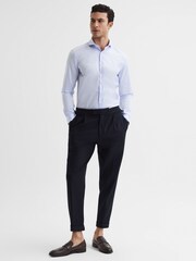 Reiss Blue Hudson Slim Fit Cutaway Collar Shirt - Image 5 of 7