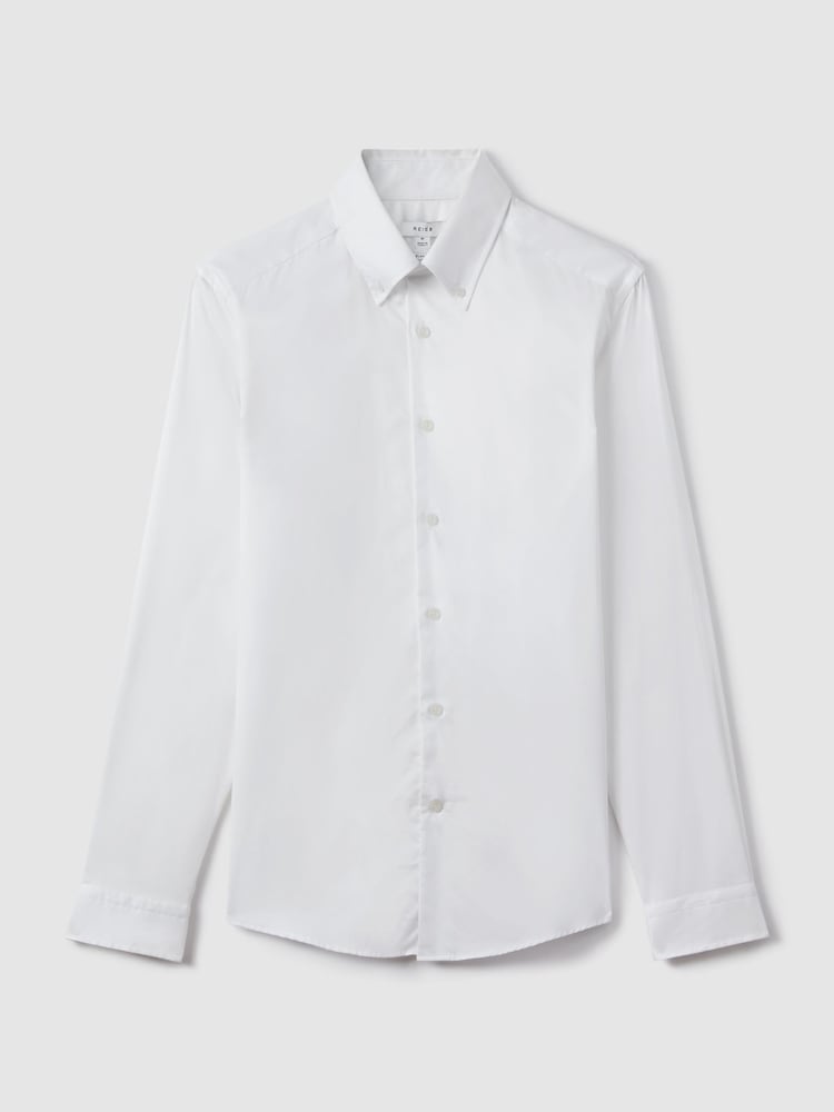 Reiss White Redknapp Slim Fit Cotton Button-Down Shirt - Image 2 of 7