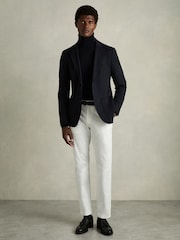 Reiss White Pitch Slim Fit Washed Cotton Blend Chinos - Image 1 of 6