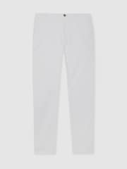 Reiss White Pitch Slim Fit Washed Cotton Blend Chinos - Image 2 of 6