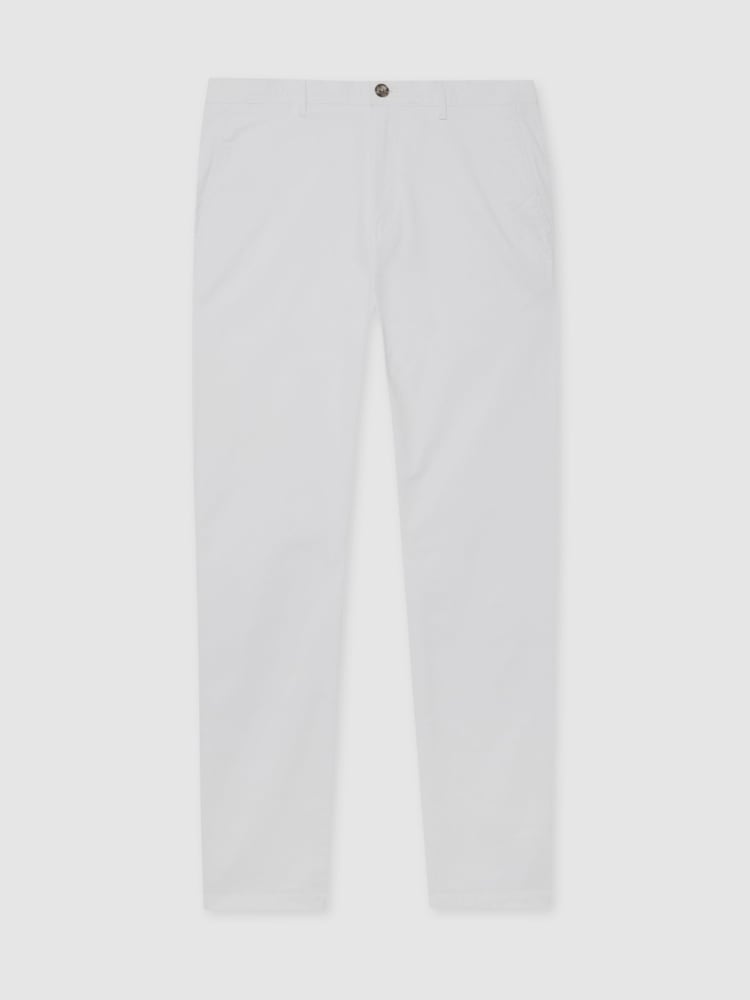 Reiss White Pitch Slim Fit Washed Cotton Blend Chinos - Image 2 of 6