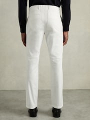 Reiss White Pitch Slim Fit Washed Cotton Blend Chinos - Image 5 of 6