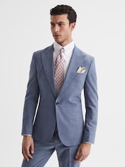 Reiss Soft Blue Wish Slim Fit Single Breasted Wool Blend Blazer - Image 1 of 8