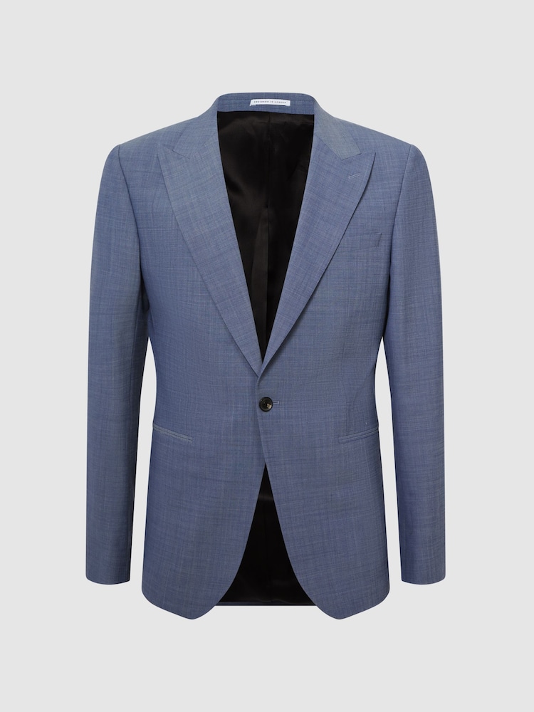 Reiss Soft Blue Wish Slim Fit Single Breasted Wool Blend Blazer - Image 2 of 8