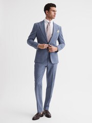 Reiss Soft Blue Wish Slim Fit Single Breasted Wool Blend Blazer - Image 3 of 8