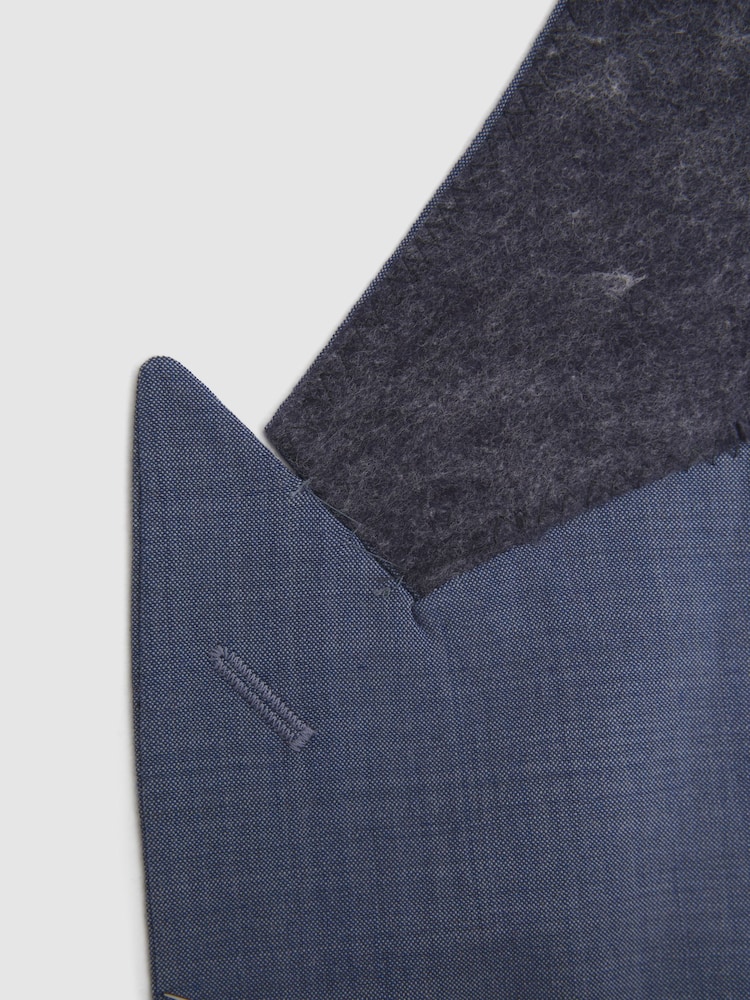 Reiss Soft Blue Wish Slim Fit Single Breasted Wool Blend Blazer - Image 8 of 8