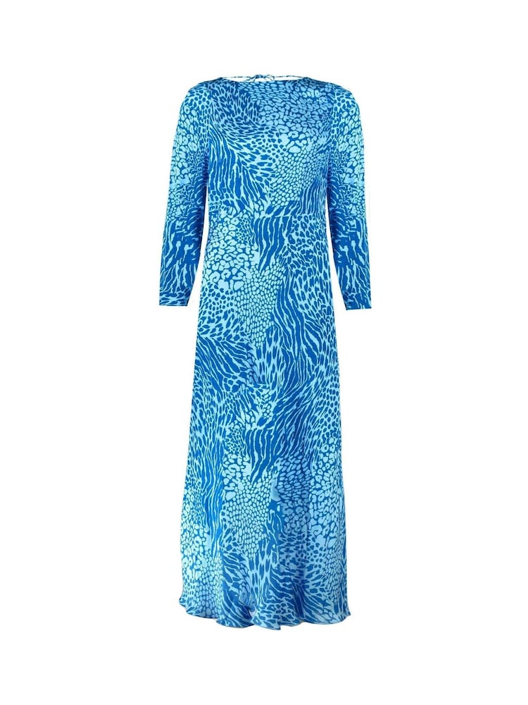 Ro&Zo Blue Animal Bias Midi Dress - Image 7 of 7