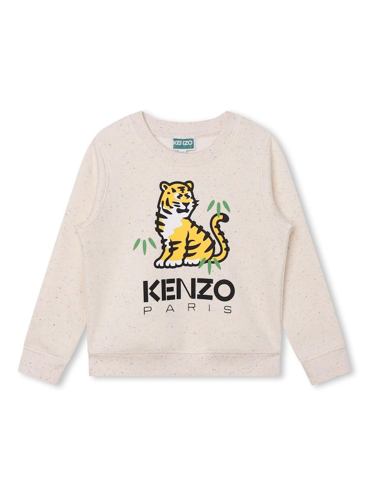Kenzo Kids Cream Tiger Logo Sweatshirt - Image 1 of 2 Kenzo Kids Cream Tiger Logo Sweatshirt - Image 1 of 2