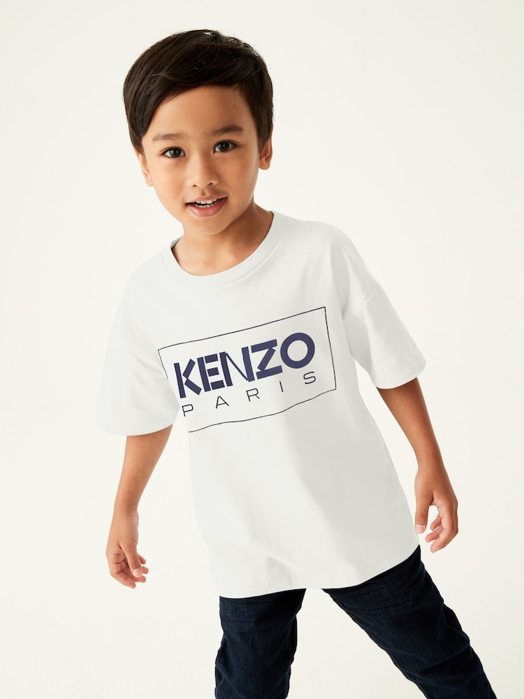 Kenzo Kids Unisex Cream 100% Cotton Logo T-Shirt - Image 1 of 4