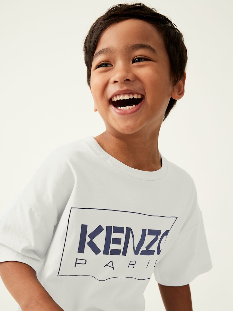 Kenzo Kids Unisex Cream 100% Cotton Logo T-Shirt - Image 2 of 4