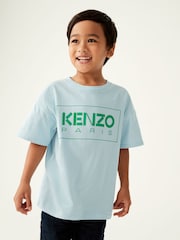 Kenzo Kids Unisex Blue 100% Cotton Logo T-Shirt - Изображение 1 из 4