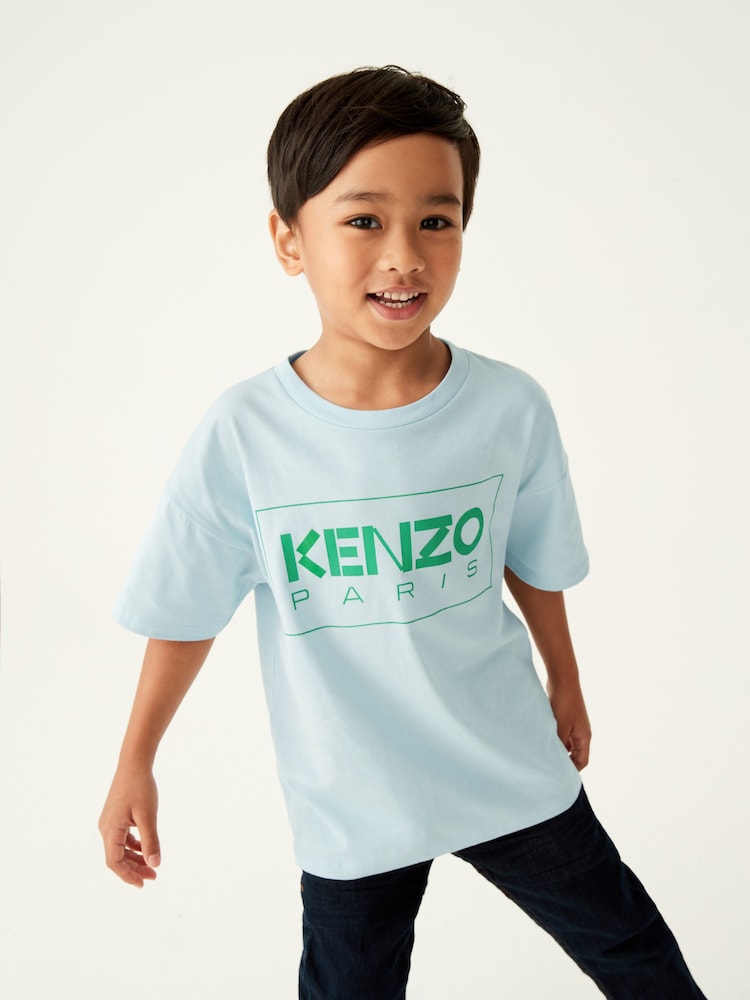 Kenzo Kids Unisex Blue 100% Cotton Logo T-Shirt - Изображение 2 из 4