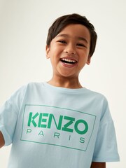 Kenzo Kids Unisex Blue 100% Cotton Logo T-Shirt - Изображение 3 из 4