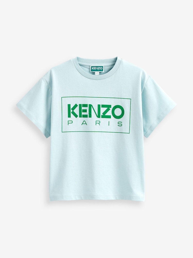 Kenzo Kids Unisex Blue 100% Cotton Logo T-Shirt - Изображение 4 из 4