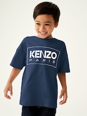 Kenzo Kids Unisex Blue Logo T-Shirt - Image 2 of 3