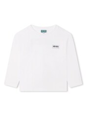 Biała koszulka Kenzo Kids z długim rękawem i logo na piersi - Image 1 of 2