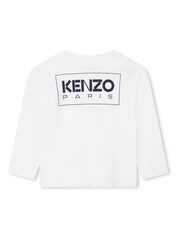 Biała koszulka Kenzo Kids z długim rękawem i logo na piersi - Image 2 of 2