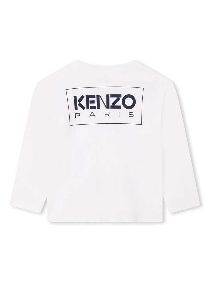 Biała koszulka Kenzo Kids z długim rękawem i logo na piersi - Image 2 of 2