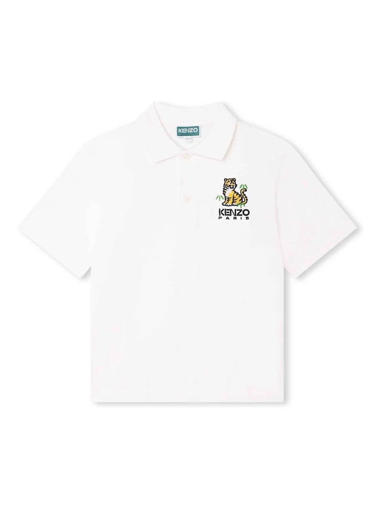 KENZO KIDS Cream Tiger Logo Poloshirt - Image 1 of 3