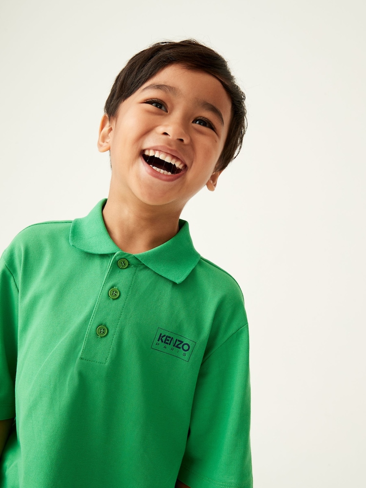 Зеленая рубашка поло с логотипом Kenzo KIDS - Изображение 2 из 5