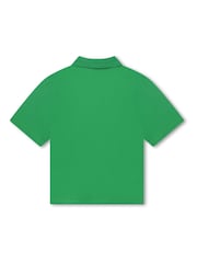 Зеленая рубашка поло с логотипом Kenzo KIDS - Изображение 4 из 5
