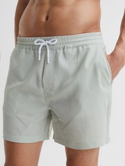 Reiss Mint/White Coast Striped Drawstring Swim Shorts - Image 4 of 6