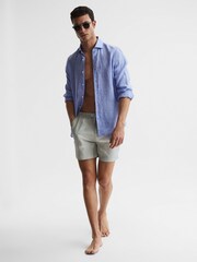 Reiss Mint/White Coast Striped Drawstring Swim Shorts - Image 6 of 6