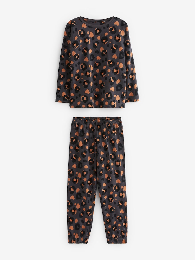 Black/Brown Animal Print Jogger 100% Cotton Pyjamas 3 Pack (3-16yrs) - Image 6 of 6