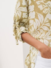 Green Palm Print Casual D-Ring Detail Utility Shirt - Image 5 of 7