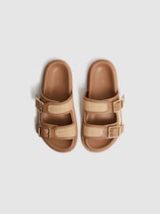 Reiss Natural Ezra Raffia Leather Sliders - Image 3 of 5