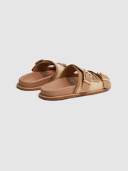 Reiss Natural Ezra Raffia Leather Sliders - Image 4 of 5