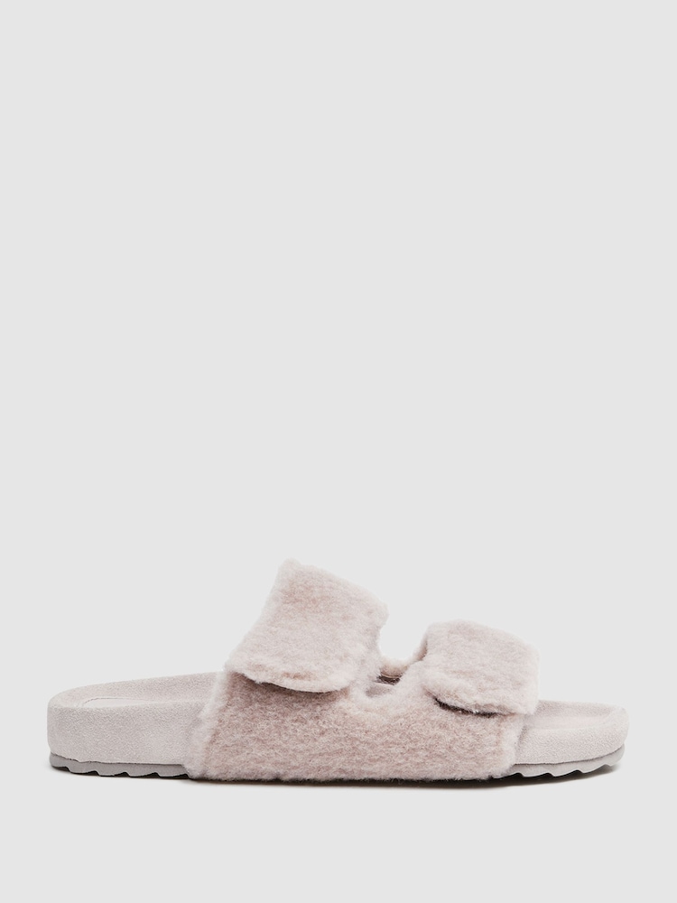 Reiss Taupe Farrah Wool Sliders - Image 1 of 5
