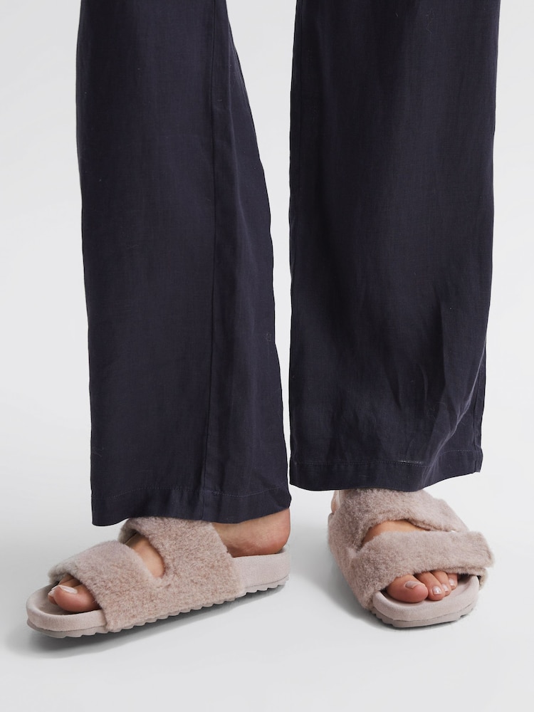 Reiss Taupe Farrah Wool Sliders - Image 2 of 5