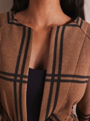 Neutral Check Tie Waist Coatigan - Image 6 of 10