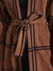 Neutral Check Tie Waist Coatigan - Image 7 of 10