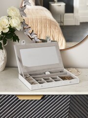 Grey Faux Leather Flat Profile Jewellery Box - Image 1 of 4