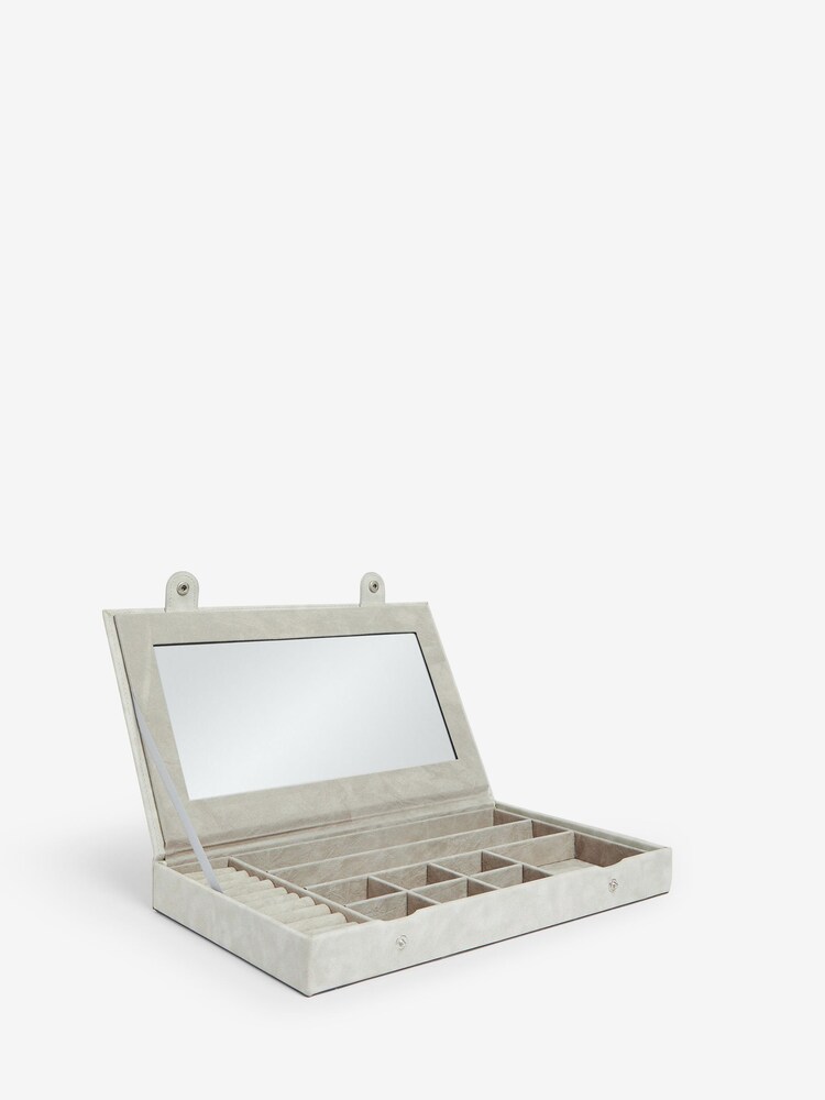 Grey Faux Leather Flat Profile Jewellery Box - Image 4 of 4