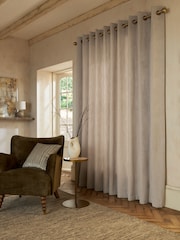 Natural Matte Chenille Blackout/Thermal Eyelet Curtains - Image 3 of 7