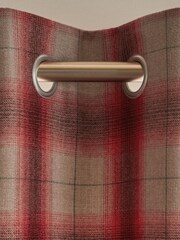 Red Traditional Check Lined Eyelet Curtains - Image 4 of 5