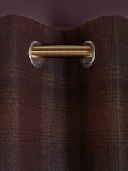 Purple Country Check Lined Eyelet Curtains - Image 1 of 4