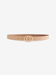 Nude Leather Circle Buckle Jeans Belt - Image 3 of 4