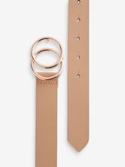 Nude Leather Circle Buckle Jeans Belt - Image 4 of 4